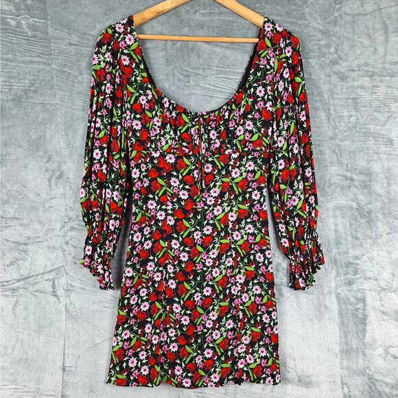 Womens Dress 3/4 Babydoll Y2K Milkmaid Romantic Floral Spring Bloomcore Feminine - Picture 1 of 7